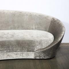 1940s Style Modernist Sweeping Curved Sofa in Platinum Velvet - 2909425