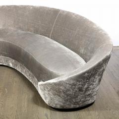 1940s Style Modernist Sweeping Curved Sofa in Platinum Velvet - 2909451