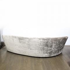 1940s Style Modernist Sweeping Curved Sofa in Platinum Velvet - 2909514