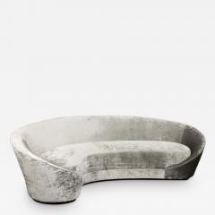 1940s Style Modernist Sweeping Curved Sofa in Platinum Velvet - 2910764