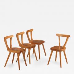 1940s Swedish Brutalist Pine Dining Chairs Set of 4 - 4574420