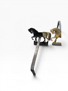 1940s bronze horse andirons - 4820103