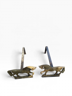 1940s bronze horse andirons - 4820108