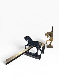 1940s bronze horse andirons - 4820109