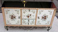 1950 1970 Sideboard Mirror with Eglomis es Flowers - 2381493