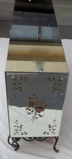 1950 1970 Sideboard Mirror with Eglomis es Flowers - 2381495