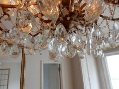 1950 Chandelier Cage Italy 12 Lights Golden Wood and Crystal - 2320140