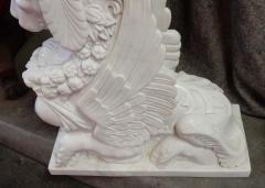 1950 Pair of Statuary White Marble Sphinxes - 2323135