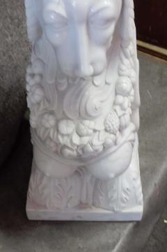 1950 Pair of Statuary White Marble Sphinxes - 2323145