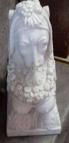 1950 Pair of Statuary White Marble Sphinxes - 2323180