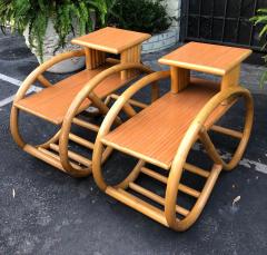 1950 s Bent Rattan Bamboo Side Table Nightstands a Pair - 1795959