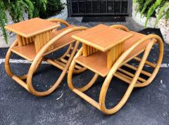 1950 s Bent Rattan Bamboo Side Table Nightstands a Pair - 1795960