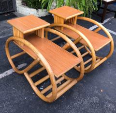 1950 s Bent Rattan Bamboo Side Table Nightstands a Pair - 1795963