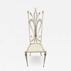 1950 s Hollywood Regency Italian Painted Metal High Back Side Chair - 4242167