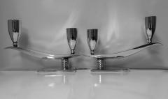 1950 s Pair Mid Century Mexican Sterling Silver Candelabra Candlesticks - 1061120