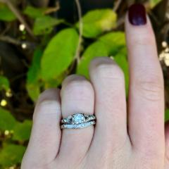 1950S DIAMOND ENGAGEMENT RING AND BAND PLATINUM SET - 2711052