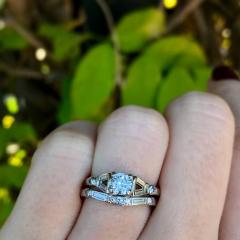 1950S DIAMOND ENGAGEMENT RING AND BAND PLATINUM SET - 2711068