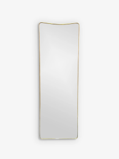 1950S LONG FLOOR MIRROR IN AGED BRASS IN THE STYLE OF GIO PONTI - 3595193