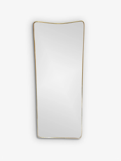 1950S LONG SLIGHT CURVED MIRROR IN AGED BRASS IN THE STYLE OF GIO PONTI - 3595202