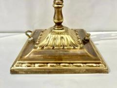 1950s American Art Deco Style Brass Table Desk Lamp with Satin White Glass Shade - 3547264