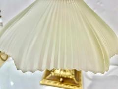 1950s American Art Deco Style Brass Table Desk Lamp with Satin White Glass Shade - 3547265
