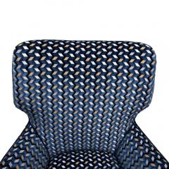 1950s Armchair Blue Gold Black White Velvet Upholstery By Gigi Radice - 1668313