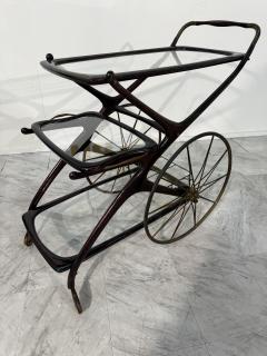 1950s Bar Trolley with Spoked Wheels and Glass Shelves - 4203581