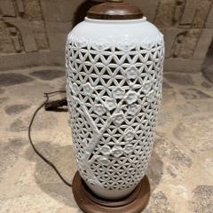 1950s Blanc De Chine Chinese Vase Lamps Reticulated Porcelain - 3399616