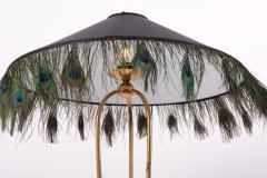 1950s Brass Floor Lamp with Peacock Feathers - 1516923