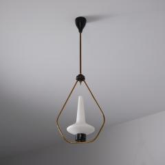 1950s Brass Iron Pendant with Opaline Glass Shade 2 Available - 4424149