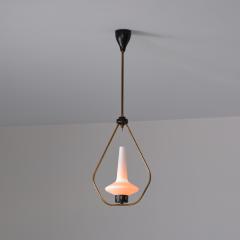 1950s Brass Iron Pendant with Opaline Glass Shade 2 Available - 4424151