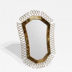 1950s Brass Table Vanity Mirror with Looped Wire Frame - 4629420