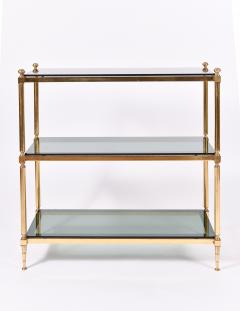 1950s Brass and Smoked Glass Top Console Table or Etagere - 1578105