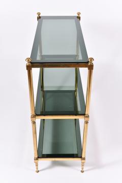 1950s Brass and Smoked Glass Top Console Table or Etagere - 1578106