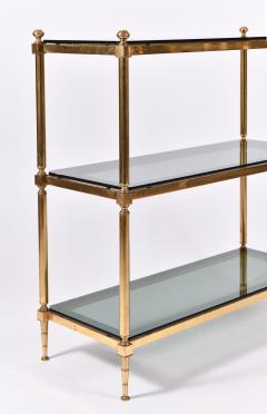 1950s Brass and Smoked Glass Top Console Table or Etagere - 1578107