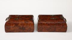 1950s Burl Wood And brass Chinese Jewelry Boxes With Mirrors - 3622562