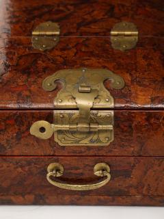 1950s Burl Wood And brass Chinese Jewelry Boxes With Mirrors - 3622568