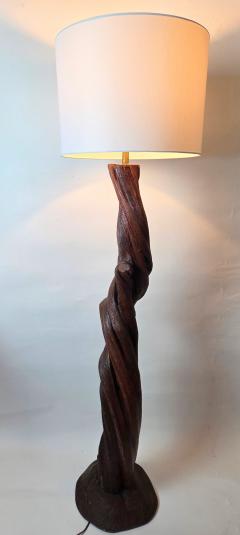 1950s California Mid Century Hand Carved Twisted Desert Ironwood Floor Lamp - 4648330