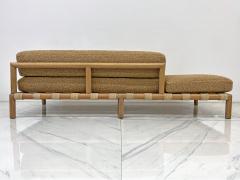 1950s Canvas Strapped Daybed in Teddy Boucle Style of T H Robsjohn Gibbings - 3992200