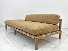 1950s Canvas Strapped Daybed in Teddy Boucle Style of T H Robsjohn Gibbings - 3992203