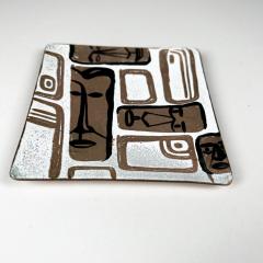 1950s Carl Wyman Modernist Copper Enamel Plate African Motif Ohio - 3057617
