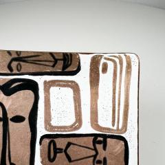 1950s Carl Wyman Modernist Copper Enamel Plate African Motif Ohio - 3057618