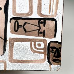 1950s Carl Wyman Modernist Copper Enamel Plate African Motif Ohio - 3057619