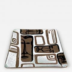 1950s Carl Wyman Modernist Copper Enamel Plate African Motif Ohio - 3060274