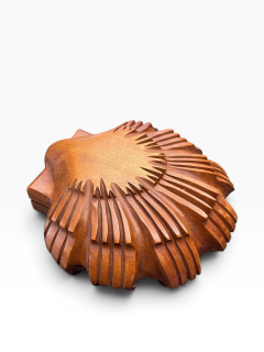 1950s Carved wood shell box - 4798794