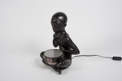 1950s Ceramic lamp showing a little African playing Tom tom signed A Carli - 2900662
