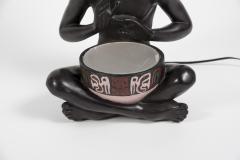 1950s Ceramic lamp showing a little African playing Tom tom signed A Carli - 2900664