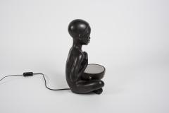 1950s Ceramic lamp showing a little African playing Tom tom signed A Carli - 2900665