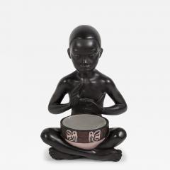 1950s Ceramic lamp showing a little African playing Tom tom signed A Carli - 2902316