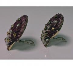 1950s Customized Verdura Style Shell and Diamond Earrings - 463812